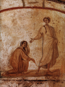 Pin, IV, Curacin de la hemorroisa, Catacumbas de San Marcelino y Pedro, Roma
