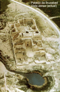 Arq, III, Palacio de Firuzabac, vista area, ruinas, Persia Sasnida