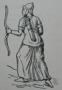 Esc, II, Arquero parto en la Columna Trajana, dibujo
