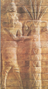 Esc, V aC., Dios Toro y Diosa Ninhursag, Placa de Barro, Estilo elamita, Descubierto en Susa, 