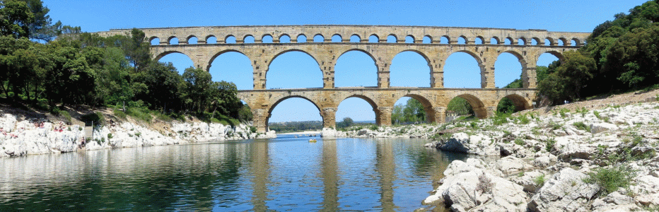 Arq, I, Le Pont du Gard, Epoca de Augusto, Nimes, Provenza, Francia 