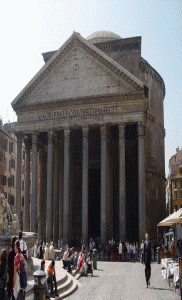 Arq, I aC Agripa-II dC. Adriano reconstruye, Panten Romano, Exterior frente, Roma, 27 aC.-128 dC.