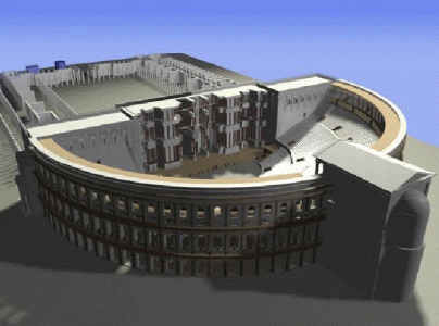 Arq, I aC., Teatro de Pompeyo, Reconstruccin Ideal, Repblica, Roma, 55 aC