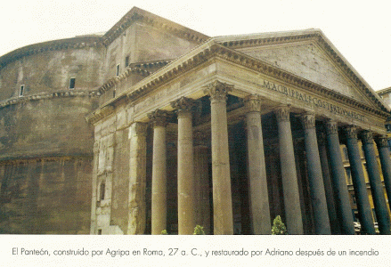 Arq, I aC. Agripa-II dC. Adriano reconstruye, Panten Romano, Exterior lateral anterior, Roma, 27 aC.-128 dC.