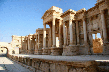 Arq, I aC.-II dC., Teatro, Decorado, Ruinas romanas, Palmira, Nabateos, Siria