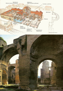 Arq, III, Termas de Caracalla, Ilustracin, Conjunto y Vista Parcial, Interior, Roma, 212-217