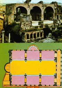 Arq, IV, Baslica de Majencio, Planta y Vista Interior, Roma