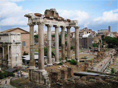 Arq, IV principios, Templo de Saturno, Foro Romano, Reconstruccin de Otro Incendiado de VI-V siglos,