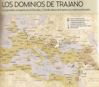 Hist, II, Dominios de Trajano, El Imperio Romano en el momento de mxima expansin