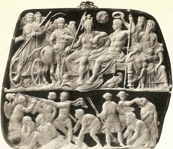 Camafeos, I aC., Gemma Augustea de Augusto con Tiberio, Repblica, Roma, 20-10 aC