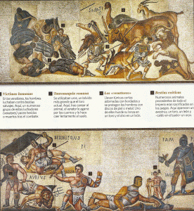 Mosaico, I, Combate de Gladiadores, IMperio, Roma