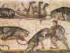Mosaico, I, Combate entre Gladiadores y Fieras, Galeria Borghese, Imperio, Roma