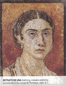 Mosaico, I, Matrona, Pompeya, Imperio, Roma