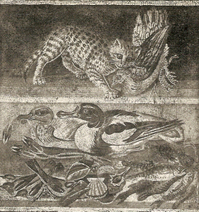 Mosaico, I aC., Gato Atrapando un Ave, Casa del Fauno, Pompeya, Repblica, Roma