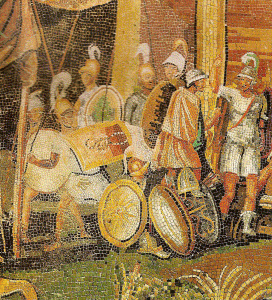 Mosaico, I aC., Mosaico Barberini, Detalle, Legionarios, Palestrina, el Lacio, Repblica, Roma, 80 aC