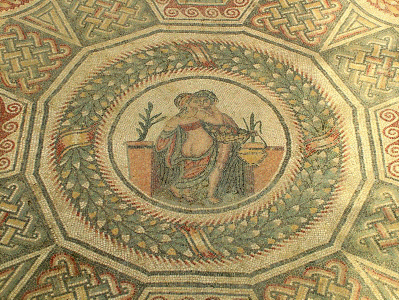 Mosaico, III-IV, Eros y Psique, Villa Casale, Sicilia, Imperio, Roma