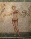 Mosico, III-IV, Chica en bikini, Villa del Casale, Sicilia, Imperio, Roma, 285-305
