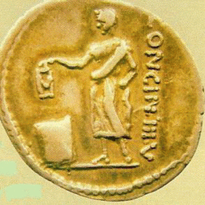 Numismtica, I aC., Denario con Votante, Repblica, Roma, Repblica, Roma 44 aC
