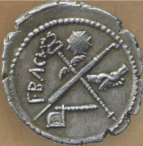 Numismtica, I aC., Julio Csar, Conmemoracin como Dictador Perpetuo, M. Britnico, Londres, Repblica, Roma  44 aC