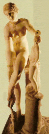 Esc, I, Venus Atndose la Sandalia con Priapo, Imperio, M. Arqueolgico, Npoles 79 dC.