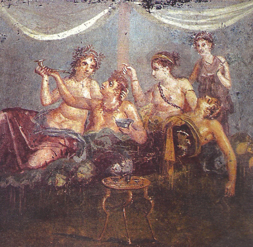 Pin, I dC, Cortesanas de Lujo, en Fiesta Privada, Casa de los Amantes Castos, Pompeya, Italia, Roma