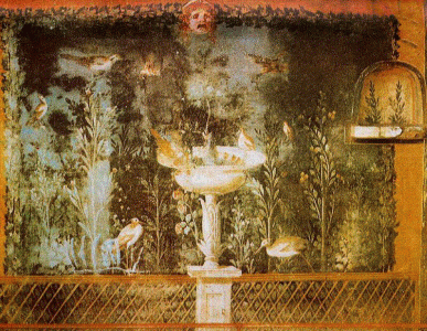 Pin, I dC. 2 mitad, Estilo Ilusionista Ornamental o Escenodrfico, Marina, Jardin,Casa de Venus, Pompeya