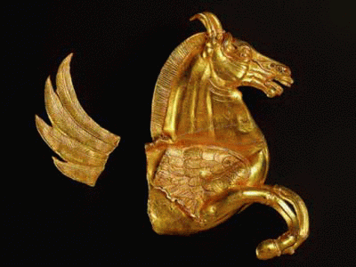 Oerfebrera, IV aC., Pegaso, oro, M. Histrico de Razgrad, Bulgaria