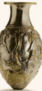 Orfebrera, IV aC., Tesoro de Borovo, Jarra con festn de los dioses, plata, M. de Historia, Rusia