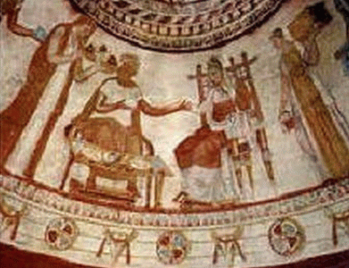 Pin, IV-III aC., Esposos, Tumba de Kazanlak,circular, poca helenstica, fresco, Bulgaria