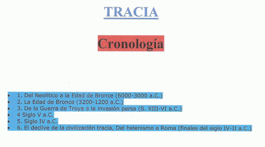Tracios, Cronologa