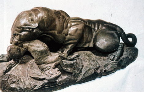 Esc, XIX, Barye, Antonio, Jaguar devorando una liebre, mediados del siglo