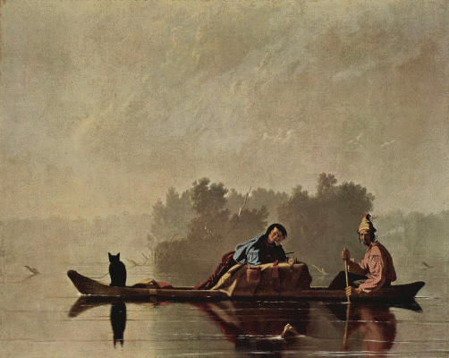 Pin, XIX, Caleb Bingham, George, Comerciantes de pieles descendiendo el Missori, N. York, USA,1845