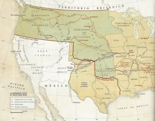 Art Mapa XIX, La Expansin hacia el Oeste, USA, 1803-1846