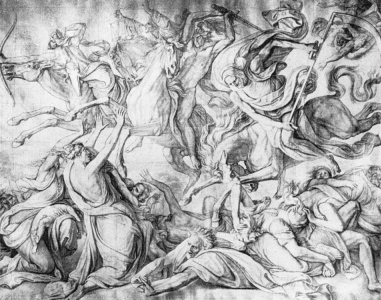 Grabado, XIX, Cornelius, Peter von, Los cuatro jinetes del Apocalipsis, 1820