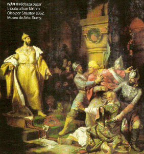 Pin, XIX, Chustov, Paulo, Ivan III rechaza pagar tributo al Kan trtaro, Museo de Arte, Sumy1862