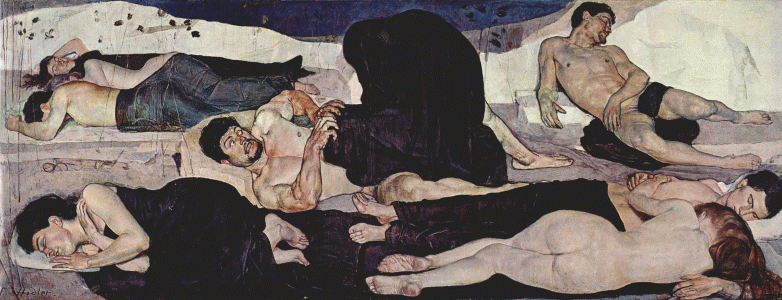 Pin, XIX, Hodle, Ferdinand, La noche, M. Bellas Artes, Berna, Suiza, 1889-1890