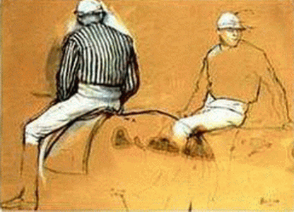 Pin XIX Degas. Edgar, Boceto, XIX, En el hipdromo, estudio de dos jocheys