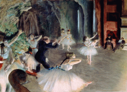 Pin, XIX, Bailarinas, The rehearsal of the ballet  onstage o Ensayo en el escenario, Museum of Art, N.York. 1778-1779. 1788-1789