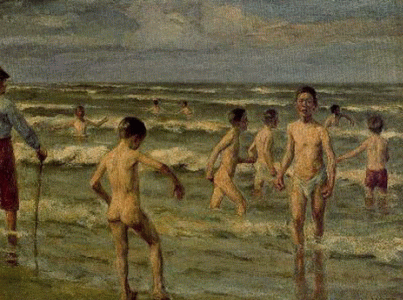 Pin, XIX, Liebermann, Max, Boys Bahing, 1898