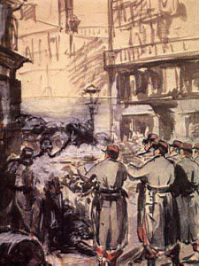 Pin, XIX, Manet, Edourd, La barricada, M. de Bellas Artes, Budapest, 1871
