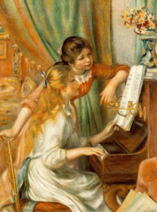 Pin, XIX, Renoir, Auguste, Muchachas al pianom 1892