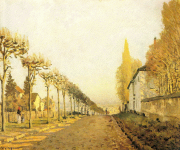 Pin, XIX, Sisley, Alfred, El camino de la mquina en Louvenciennes, dOrsay, Pars, 1873
