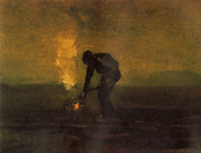 Pin, XIX, Gogh, Vicent van, Campesino Quemando maleza, 1883
