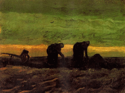 Pin, XIX,. Gogh, Vicent van, Campesinos recogiendo turba, 1883