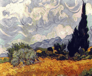Pin, XIX, Gogh, Vicent van, Campo de maz con cripreses, detalle
