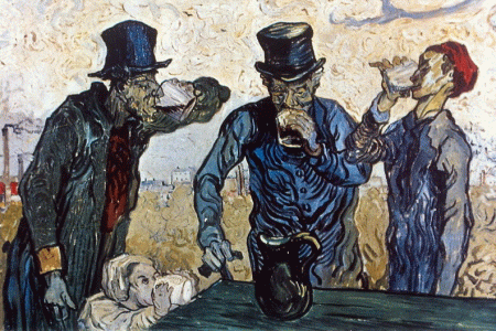 Pin, X IX, Gogh, Vicent van, Los borrachos, Instituto de Arte, Chicago, USA