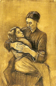 Pin, XIX, Gogh, Vicent van, Mujer con una nia en el regazo, M. van Gogh, 1883