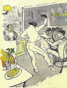 Pin, XIX, Toulouse Lautrec, Enri, Chocolat bailando en el Irisch American bar, 1896