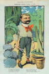 Grabado coloreado, XIX, Cao Luaces, Jos Mara, Caricatura del Paisajista Carlos Thays, Argentina, 1901