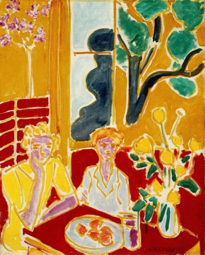 Pin XX Matisse Henri Two Girls in a Yellowand Reed Interior 1947